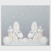 Papier Cadeau Papier d'emballage gris violet maison de neige (Plat)