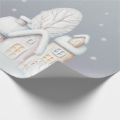 Papier Cadeau Papier d'emballage gris violet maison de neige (Coin)