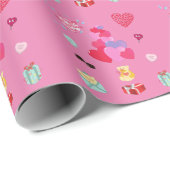 Papier Cadeau papier d'emballage Heureuse Sainte-Valentin. (Coin rond)