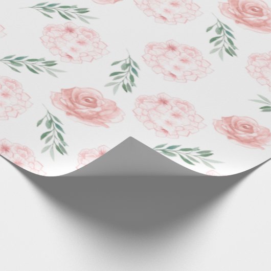 Papier Cadeau Papier d'emballage Hortensia rose (Coin)