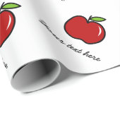 Papier Cadeau Papier d'emballage imprimé de fruits de pomme roug (Coin rond)