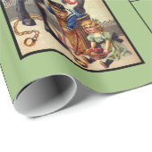 Papier Cadeau Papier d'emballage Krampus vert (Coin rond)