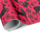 Papier Cadeau Papier d'emballage Leap Deer Red (Coin rond)