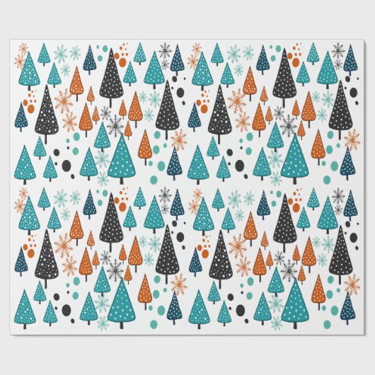 Papier Cadeau Papier d'emballage Little Forest Turquoise-Orange (Plat)