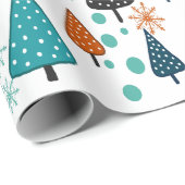 Papier Cadeau Papier d'emballage Little Forest Turquoise-Orange (Coin rond)