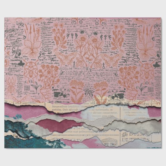 Papier Cadeau papier d'emballage manuscrit botanique (Plat)