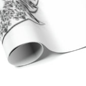 Papier Cadeau papier d'emballage mariage blanc et noir (Coin rond)