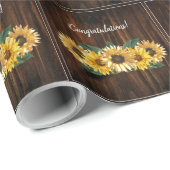 Papier Cadeau Papier d'emballage mariage tournesol rustique (Coin rond)