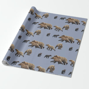 Papier Cadeau Papier d'emballage mat, 30" x 6' avec des ours