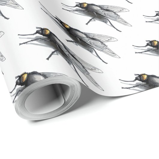 Papier Cadeau Papier d'emballage mat blanc Fly Buddy (Coin rond)