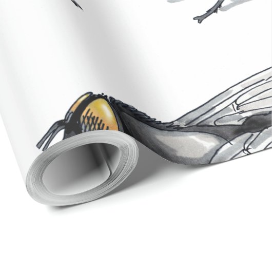 Papier Cadeau Papier d'emballage mat blanc Fly Buddy (Coin rond)