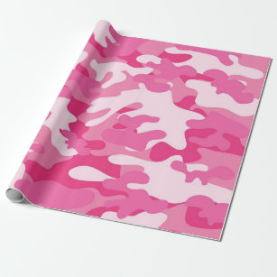 Papier Cadeau Papier d'emballage mat de camouflage rose