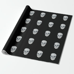 Papier Cadeau Papier d'emballage mat de crâne gris, 30" x 6'