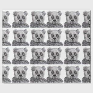 Papier Cadeau Papier d'emballage mat de dessin de panda, 30 dans