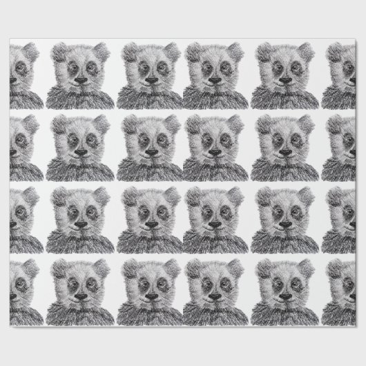 Papier Cadeau Papier d'emballage mat de dessin de panda, 30 dans (Couture)