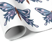 Papier Cadeau Papier d'emballage mat "de papillon bleu" (Coin rond)