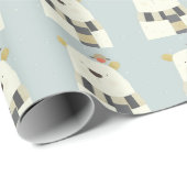 Papier Cadeau Papier d'emballage mignon d'ours blanc (Coin rond)