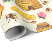 Papier Cadeau Papier d'emballage motif apicole (Coin rond)
