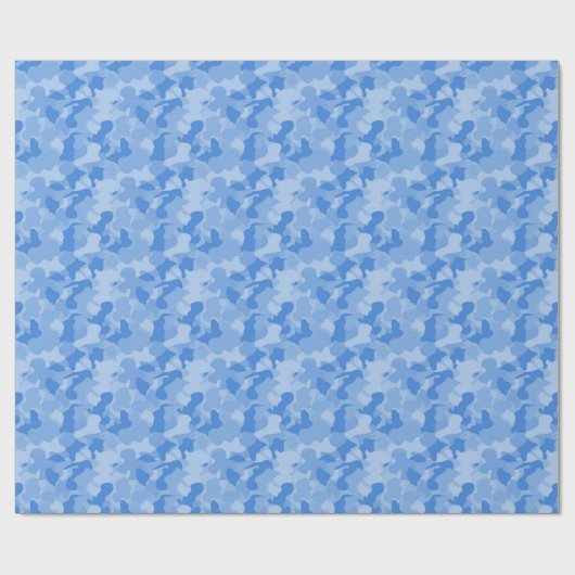 Papier Cadeau papier d'emballage motif de camo bleu bébé garçon (Plat)