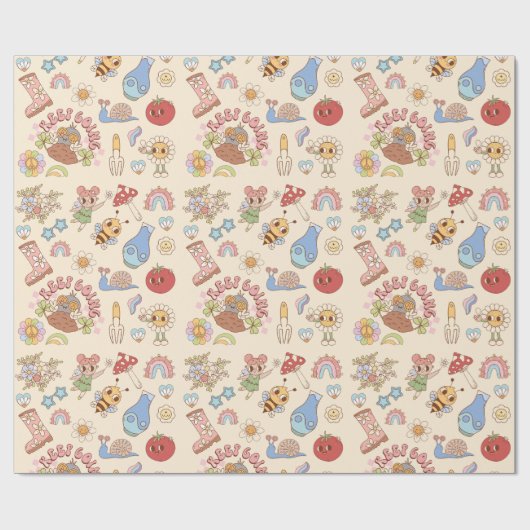 Papier Cadeau Papier d'emballage motif de caractère rétro (Plat)