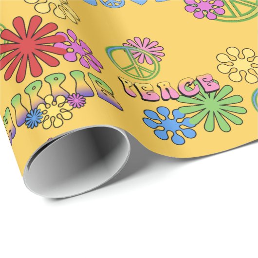 Papier Cadeau Papier d'emballage motif des années 70 (Coin rond)