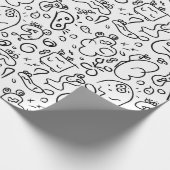 Papier Cadeau Papier d'emballage motif doodle noir et blanc (Coin)