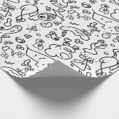 Papier Cadeau Papier d'emballage motif doodle noir et blanc (Coin)