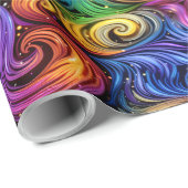 Papier Cadeau Papier d'emballage motif tourbillon coloré (Coin rond)