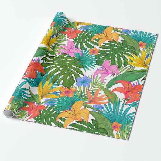 Papier Cadeau Papier d'emballage motif tropical (Déroulé)