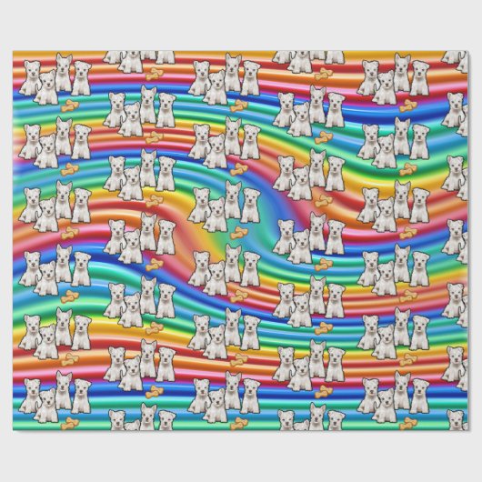 Papier Cadeau Papier d'emballage multi-pups arc-en-ciel giftwrap (Plat)