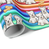Papier Cadeau Papier d'emballage multi-pups arc-en-ciel giftwrap (Coin rond)