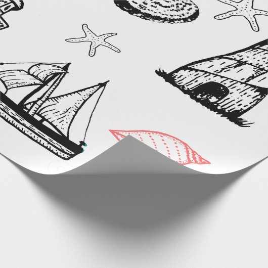 Papier Cadeau Papier d'emballage nautique, thème d'été (Coin)