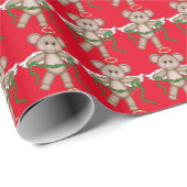 Papier Cadeau Papier d'emballage Noël Angel Mice Holiday (Coin rond)