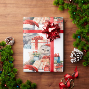 Papier Cadeau Papier d'emballage Noël Festive cat