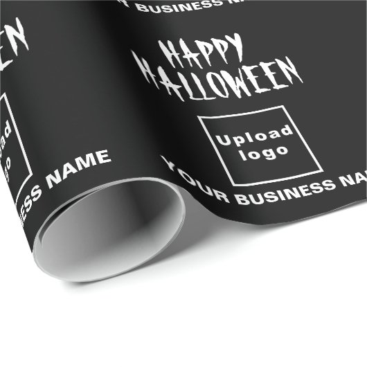 Papier Cadeau Papier d'emballage noir d'Halloween pour les entre (Coin rond)