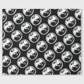 Papier Cadeau Papier d'emballage noir Dragon blanc brillant moye (Plat)