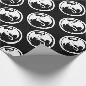 Papier Cadeau Papier d'emballage noir Dragon blanc brillant moye (Coin)