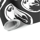 Papier Cadeau Papier d'emballage noir Dragon blanc brillant moye (Coin rond)