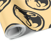 Papier Cadeau Papier d'emballage noir Dragon or brillant (Coin rond)