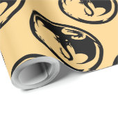 Papier Cadeau Papier d'emballage noir Dragon or mat moyen (Coin rond)