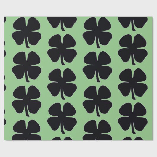 Papier Cadeau Papier d'emballage noir mat vert Clover (Plat)
