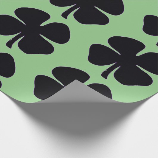 Papier Cadeau Papier d'emballage noir mat vert Clover (Coin)