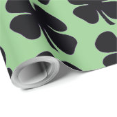Papier Cadeau Papier d'emballage noir mat vert Clover (Coin rond)