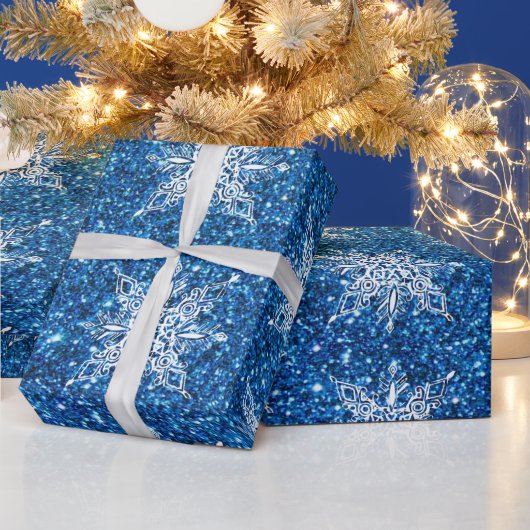 Papier Cadeau papier d'emballage parties scintillant et flocons (Vacances)