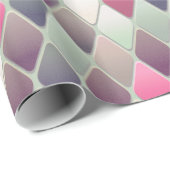 Papier Cadeau papier d'emballage pastel en diamant vert rose (Coin rond)