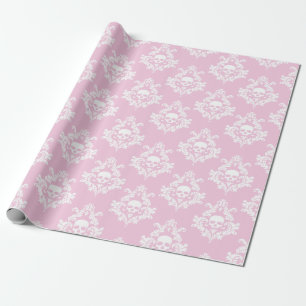 Papier Cadeau Papier d'emballage Pastel rose et blanc pour crâne