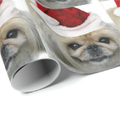 Papier Cadeau Papier d'emballage pekingese de Noël (Coin rond)