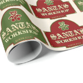 Papier Cadeau Papier d'emballage père Noël Workshop (Coin rond)