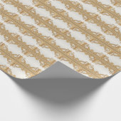 Papier Cadeau Papier d'emballage perles blanches ornées d'or (Coin)