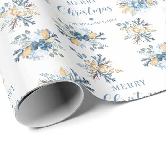 Papier Cadeau Papier d'emballage personnalisé de Noël d'hiver bl (Coin rond)